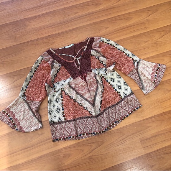 Boho Peasant Top with Flounce Sleeves - Picture 7 of 11